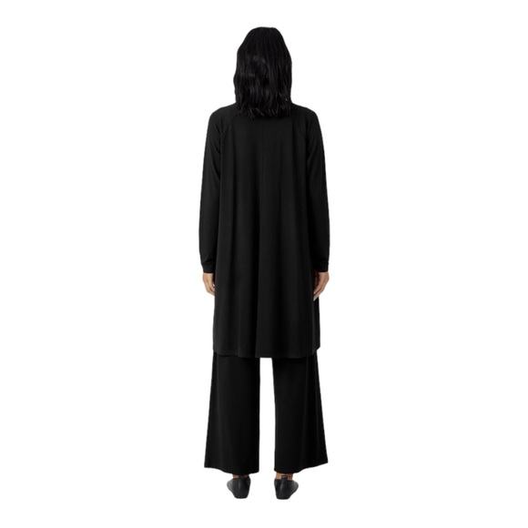 Eileen Fisher Stretch Jersey Knit Long Line Open Front Jacket/Cardigan - Picture 5 of 12